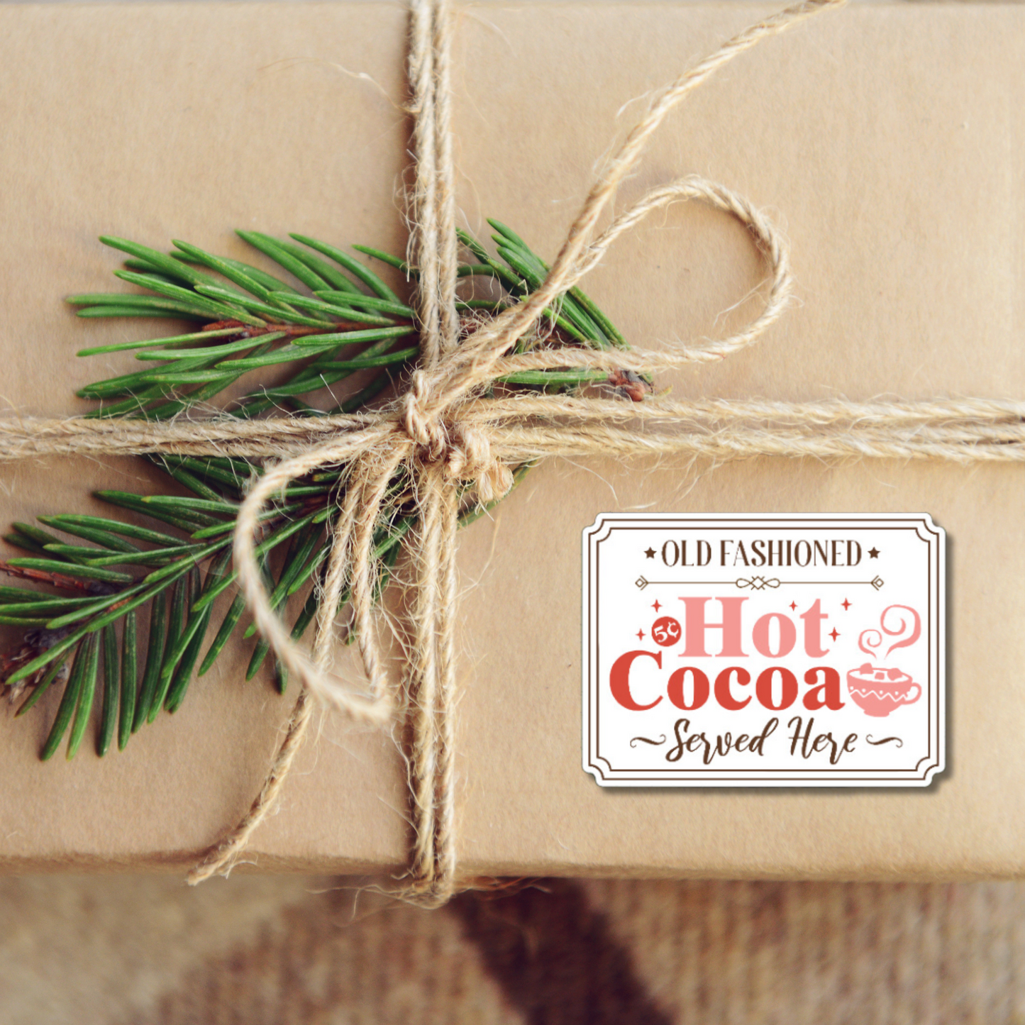 Christmas Hot Cocoa Sticker Glossy or Matte Vinyl sticker ⎪ Vintage Christmas gift for book lover⎪ laptop sticker ⎪ phone sticker