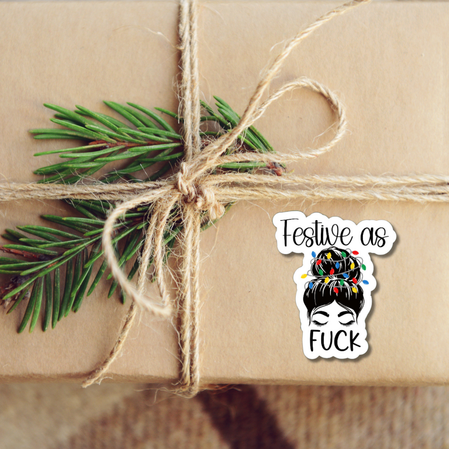 Funny Festive as Fuck woman matte or glossy vinyl sticker⎪gift for Christmas⎪ laptop sticker⎪ phone sticker