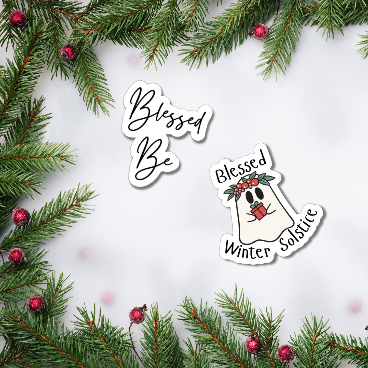 Blessed Winter Solstice ghost Glossy or Matte Ghost vinyl sticker⎪ Yule gift for book lover⎪ laptop sticker ⎪ phone sticker