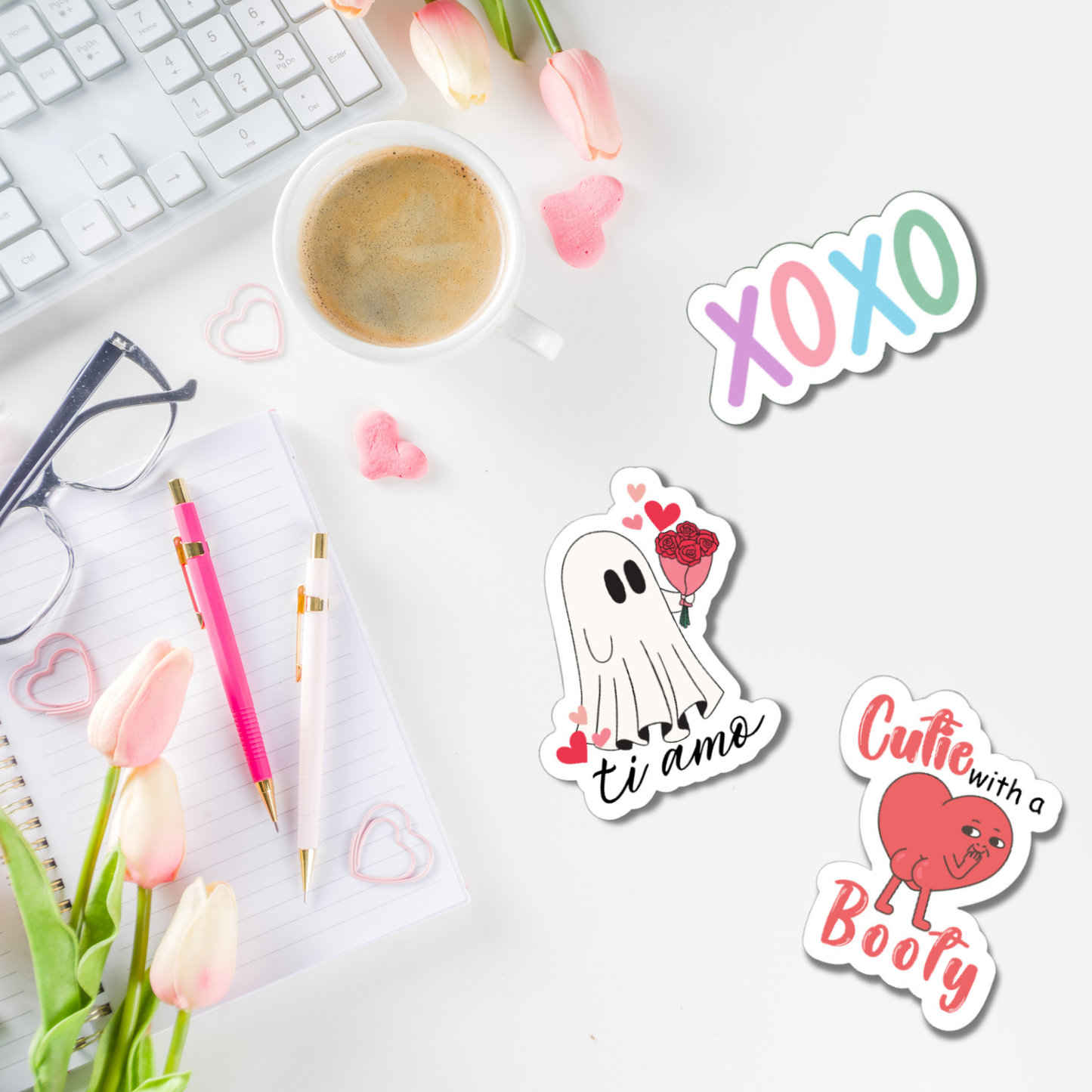 Cute, funny Ghost Ti Amo matte or glossy vinyl sticker for your Italian lover ⎜Phone sticker ⎜laptop sticker