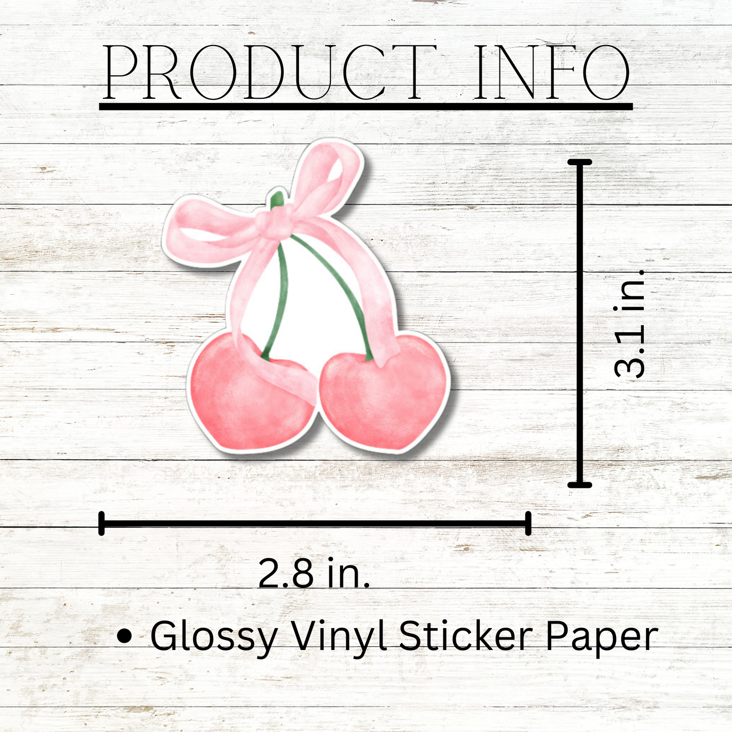 Watercolor Cherries with Bow matte or glossy vinyl sticker ⎜ Bookish stickers ⎜Phone sticker ⎜Sticker for laptop ⎜ Kindle Sticker