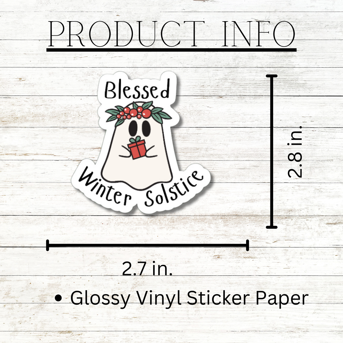 Blessed Winter Solstice ghost Glossy or Matte Ghost vinyl sticker⎪ Yule gift for book lover⎪ laptop sticker ⎪ phone sticker