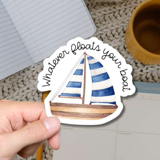 Whatever Floats your Boat watercolor matte or glossy vinyl sticker ⎜ Bookish stickers ⎜Phone sticker ⎜Sticker for laptop ⎜ Kindle Sticker