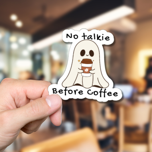 No Talkie before Coffee matte or glossy vinyl sticker Bookish⎪ gift for coffee lover⎪ laptop sticker ⎪ phone sticker