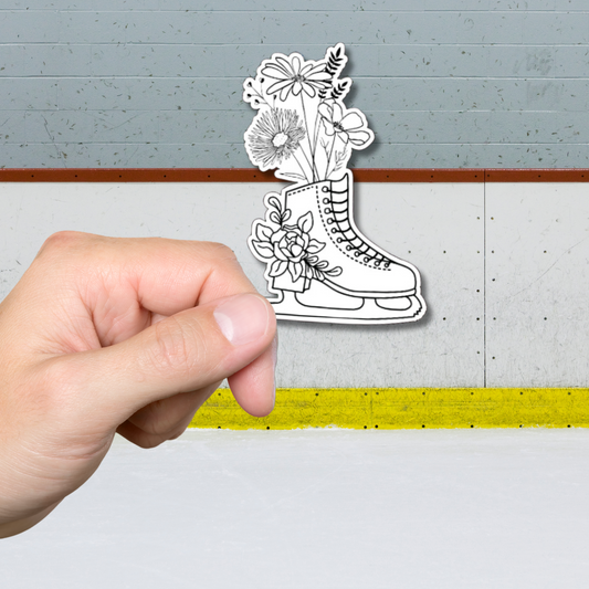 Flowers and Figure Skates Matte or Glossy vinyl sticker⎪gift for ice skater⎪ laptop sticker ⎪ phone sticker