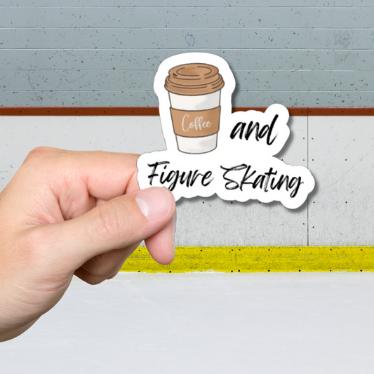 Coffee and Figure Skating matte or glossy vinyl sticker ⎪gift for ice skaters⎪ laptop sticker ⎪ phone sticker