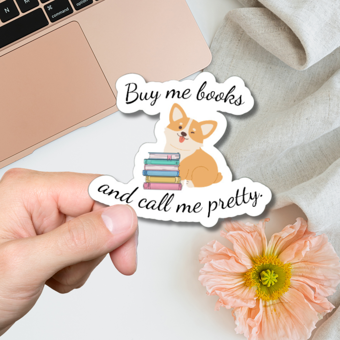 Buy Me Books and Call Me Pretty funny matte or glossy vinyl sticker⎪ cute gift for book lover⎪ laptop sticker ⎪ phone sticker