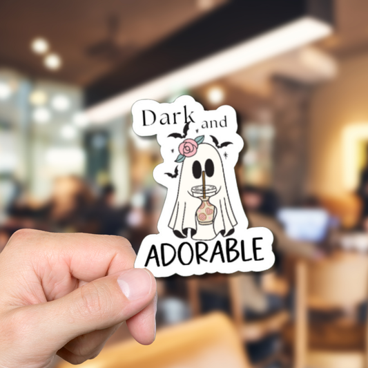 Dark and Adorable Funny Ghost Matte or Glossy vinyl sticker⎪gift for book lover⎪ laptop sticker ⎪ phone sticker