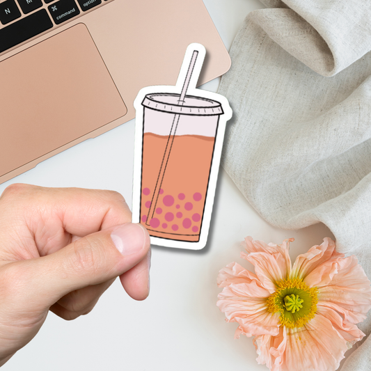 Cute Bubble Tea matte or glossy vinyl sticker⎪gift for book lover⎪ laptop sticker ⎪ phone sticker