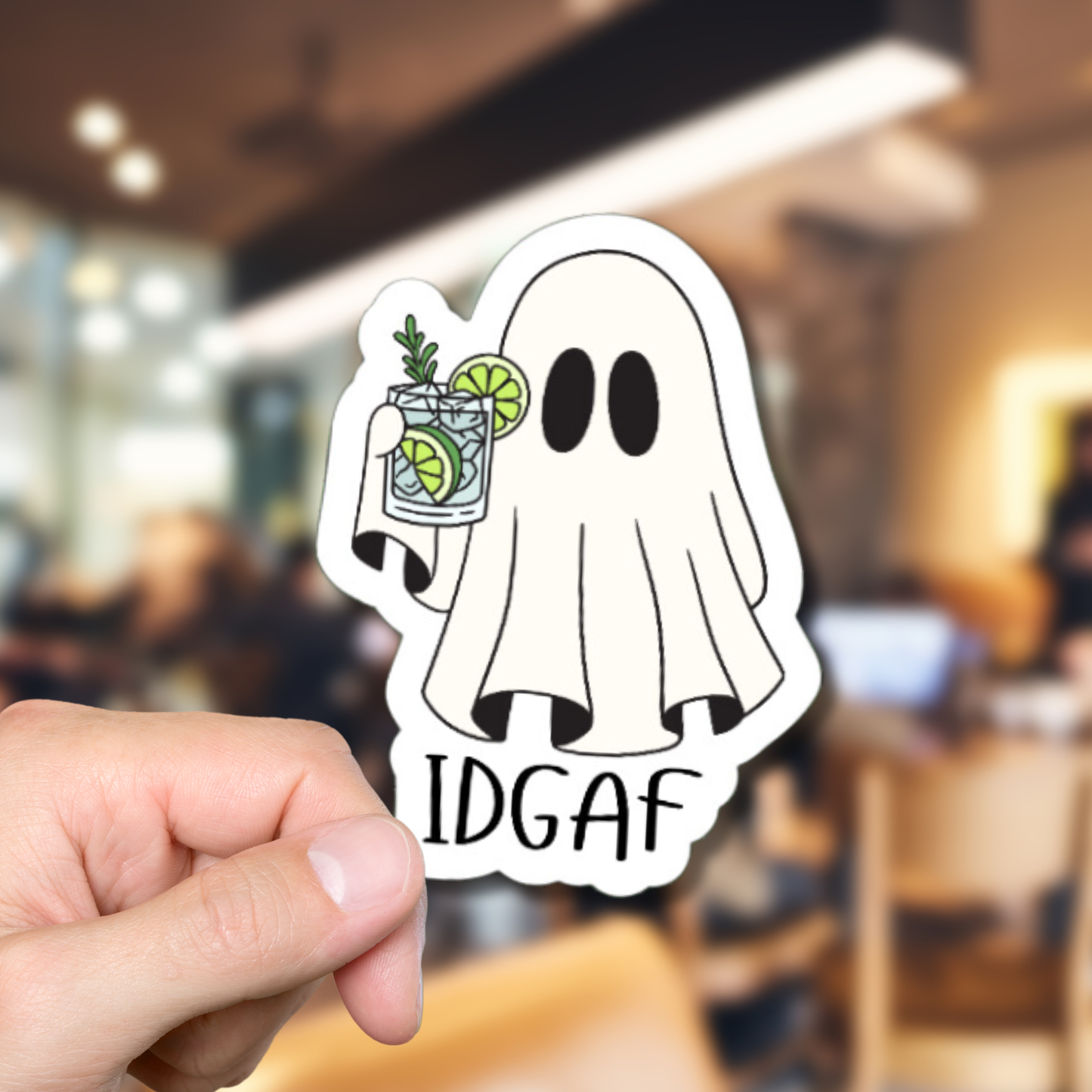 IDGAF (I Don't Give a Fuck) funny ghost matte or glossy vinyl sticker ⎪ gift for sarcastic friend⎪ laptop sticker ⎪ phone sticker