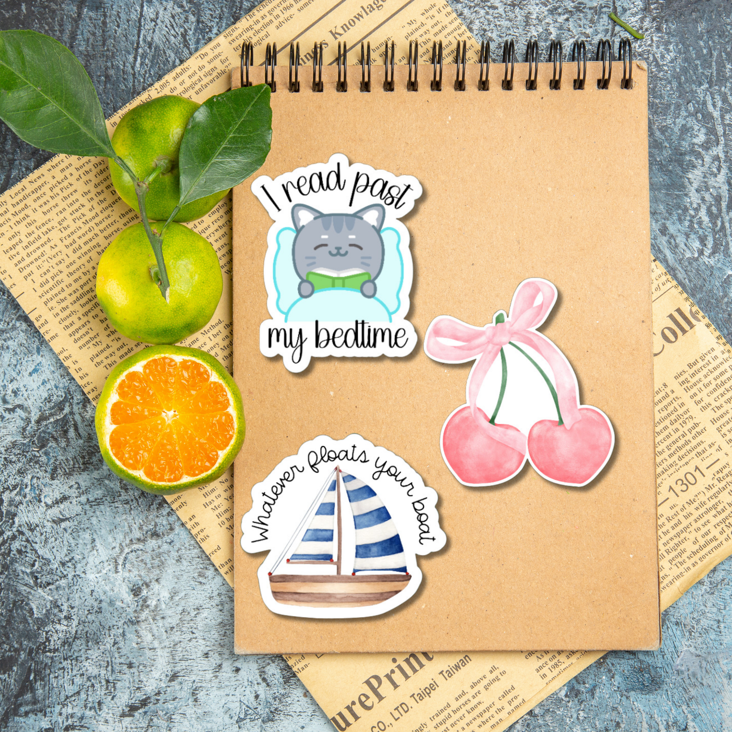 Whatever Floats your Boat watercolor matte or glossy vinyl sticker ⎜ Bookish stickers ⎜Phone sticker ⎜Sticker for laptop ⎜ Kindle Sticker