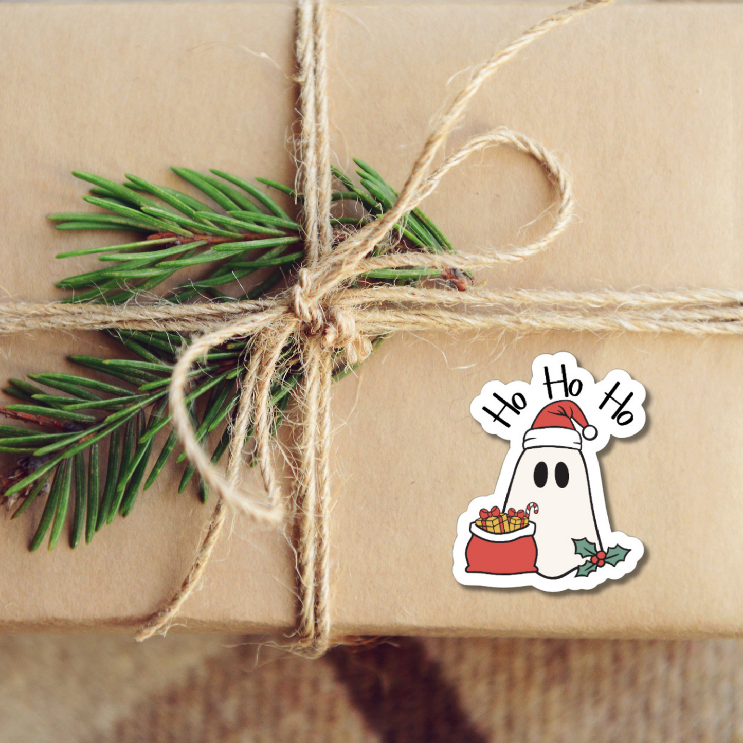 Funny Holiday ghost Ho Ho Ho matte or glossy vinyl sticker⎪gift for Christmas⎪ laptop sticker⎪ phone sticker