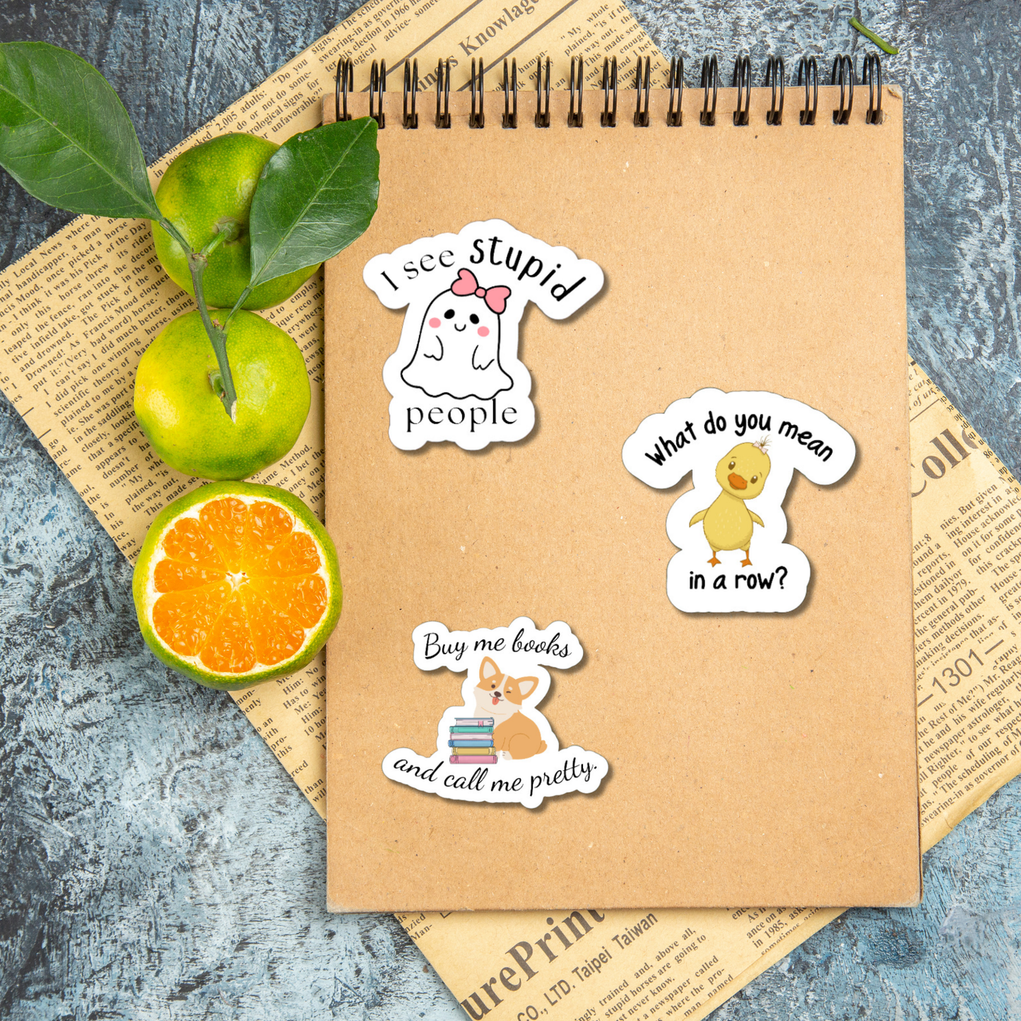 Cute, sarcastic Ghost I see stupid people matte or glossy vinyl sticker⎪gift for book lover⎪ laptop sticker ⎪ phone sticker