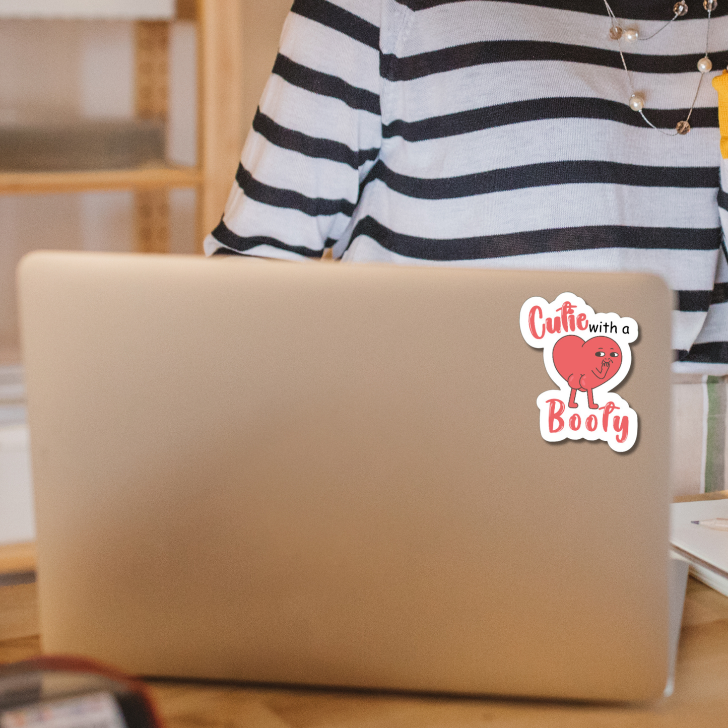 Cute, funny Cutie with a Booty matte or glossy vinyl sticker ⎪ Valentine's Day gift for book lover⎪ laptop sticker ⎪ phone sticker