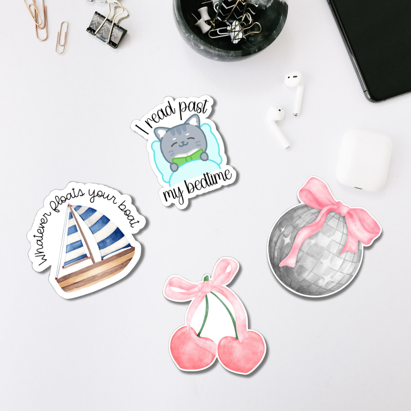 Whatever Floats your Boat watercolor matte or glossy vinyl sticker ⎜ Bookish stickers ⎜Phone sticker ⎜Sticker for laptop ⎜ Kindle Sticker