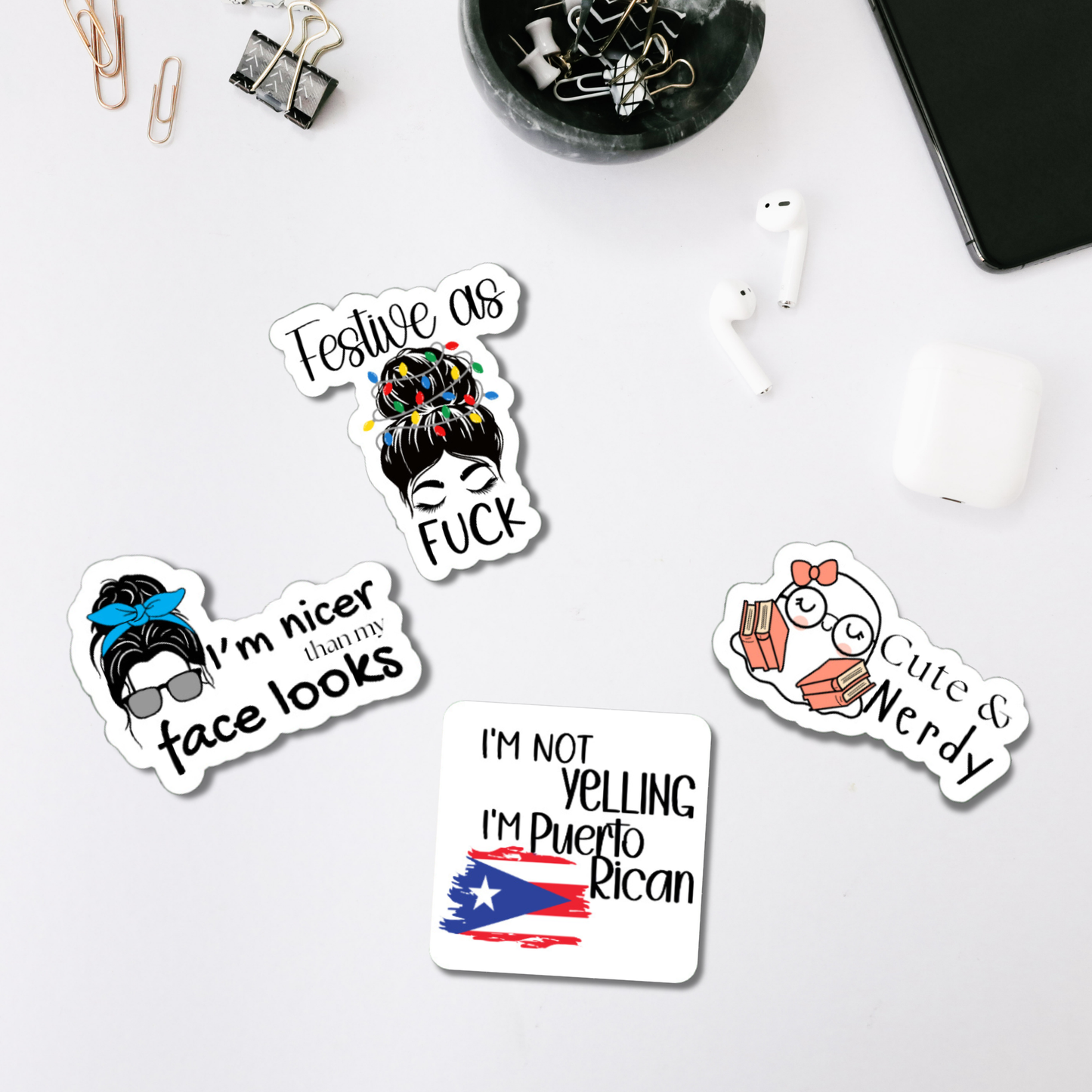 I'm nicer than my face looks woman's matte or glossy vinyl sticker ⎜ Funny stickers for women ⎜Phone sticker ⎜Sticker for laptop