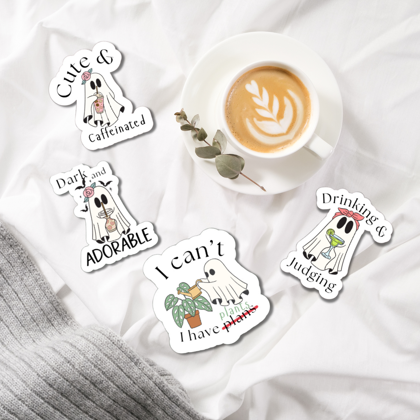 I Can't I Have Plants Funny Ghost Matte or Glossy vinyl sticker⎪gift for book lover⎪ laptop sticker ⎪ phone sticker