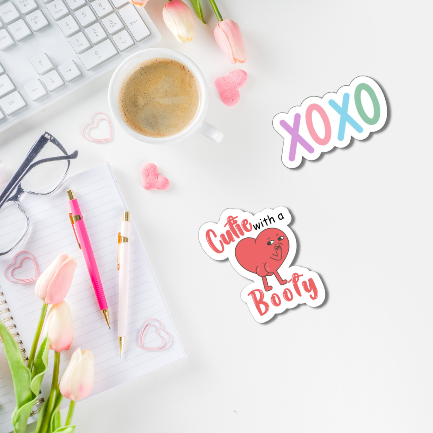 Cute, funny Cutie with a Booty matte or glossy vinyl sticker ⎪ Valentine's Day gift for book lover⎪ laptop sticker ⎪ phone sticker