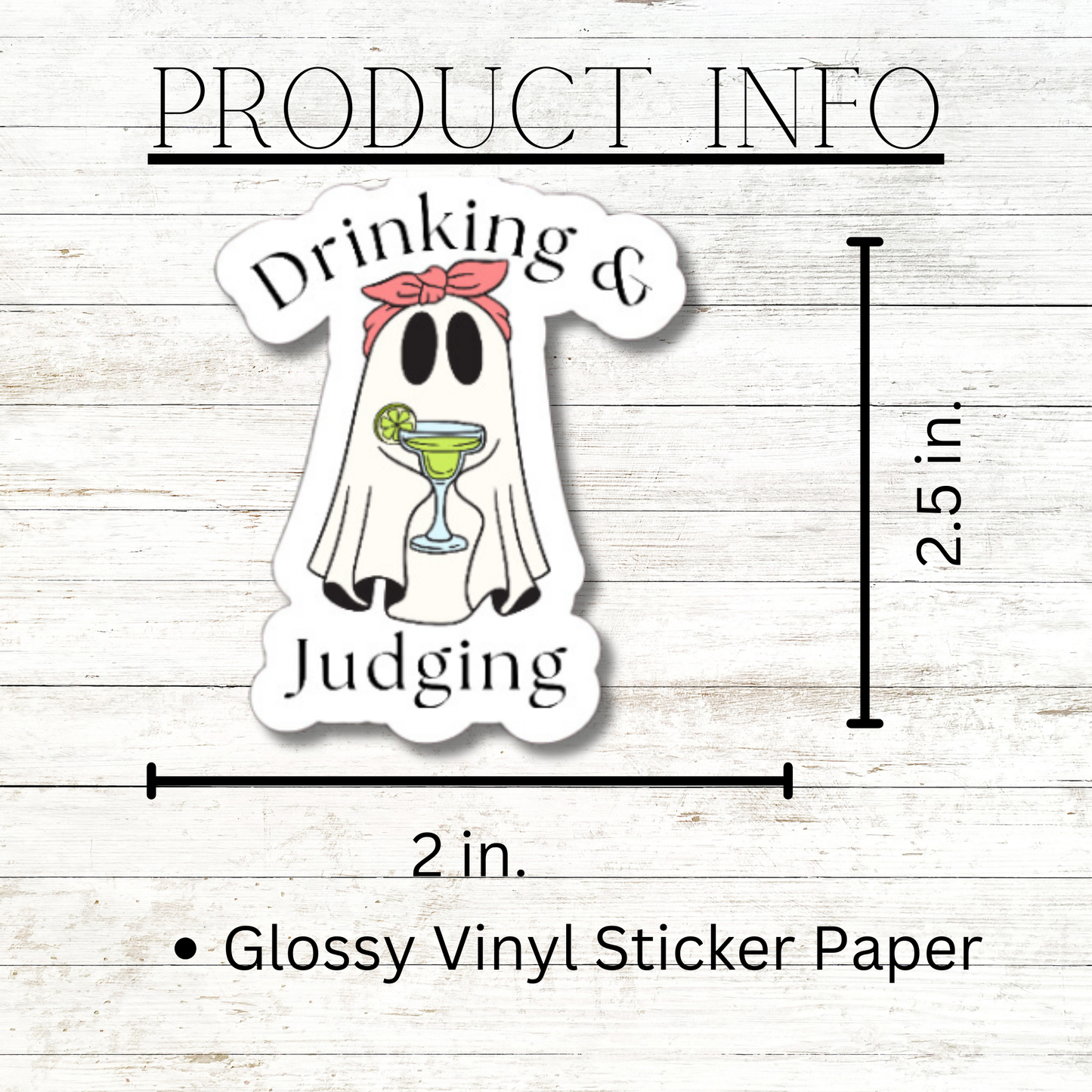 Drinking and Judging Funny Ghost Matte or Glossy vinyl sticker⎪gift for book lover⎪ laptop sticker ⎪ phone sticker