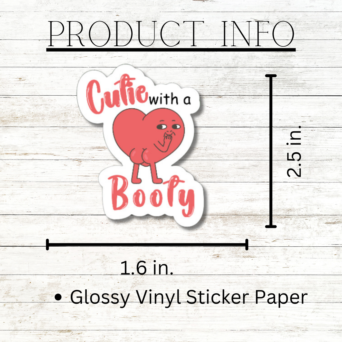 Cute, funny Cutie with a Booty matte or glossy vinyl sticker ⎪ Valentine's Day gift for book lover⎪ laptop sticker ⎪ phone sticker