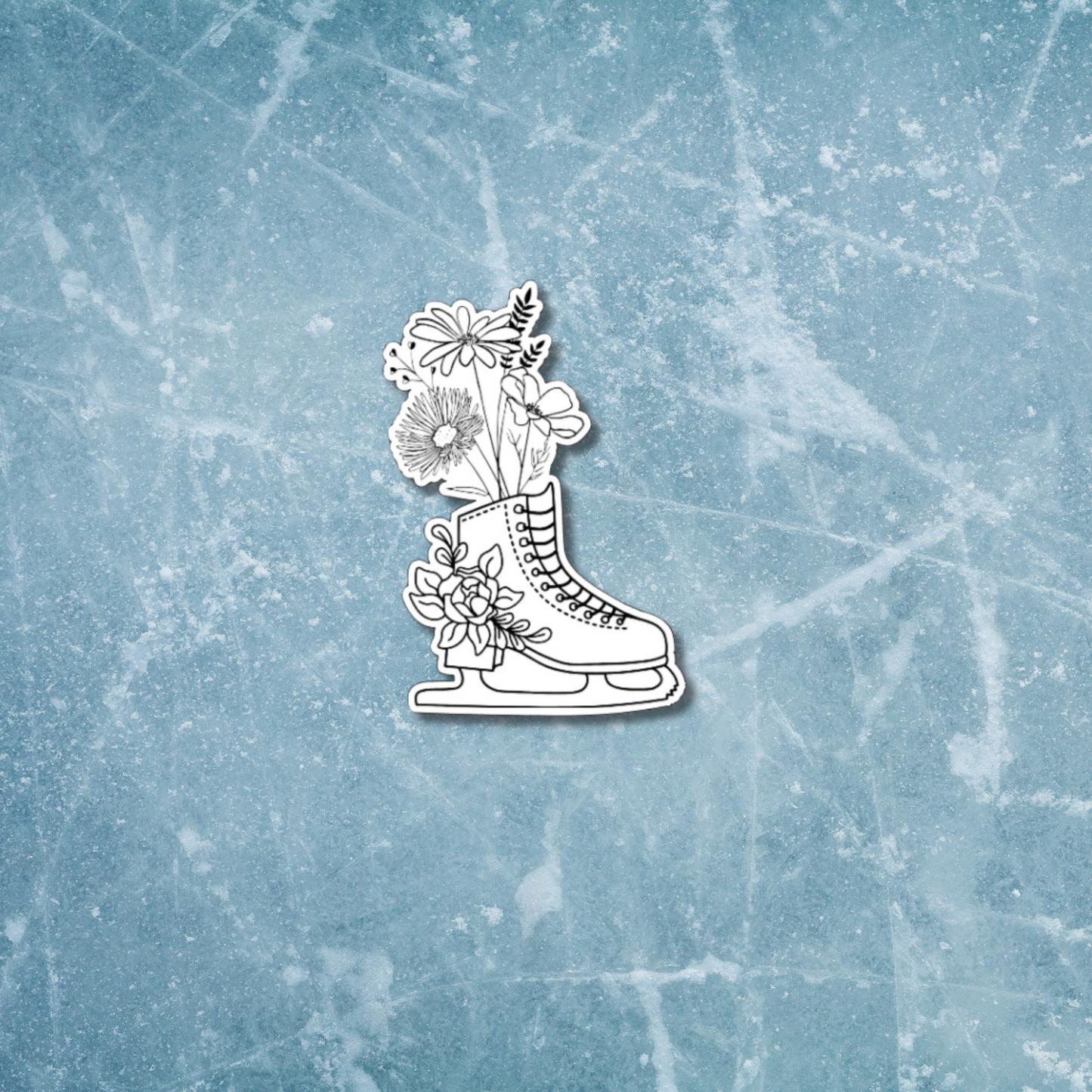 Flowers and Figure Skates Matte or Glossy vinyl sticker⎪gift for ice skater⎪ laptop sticker ⎪ phone sticker