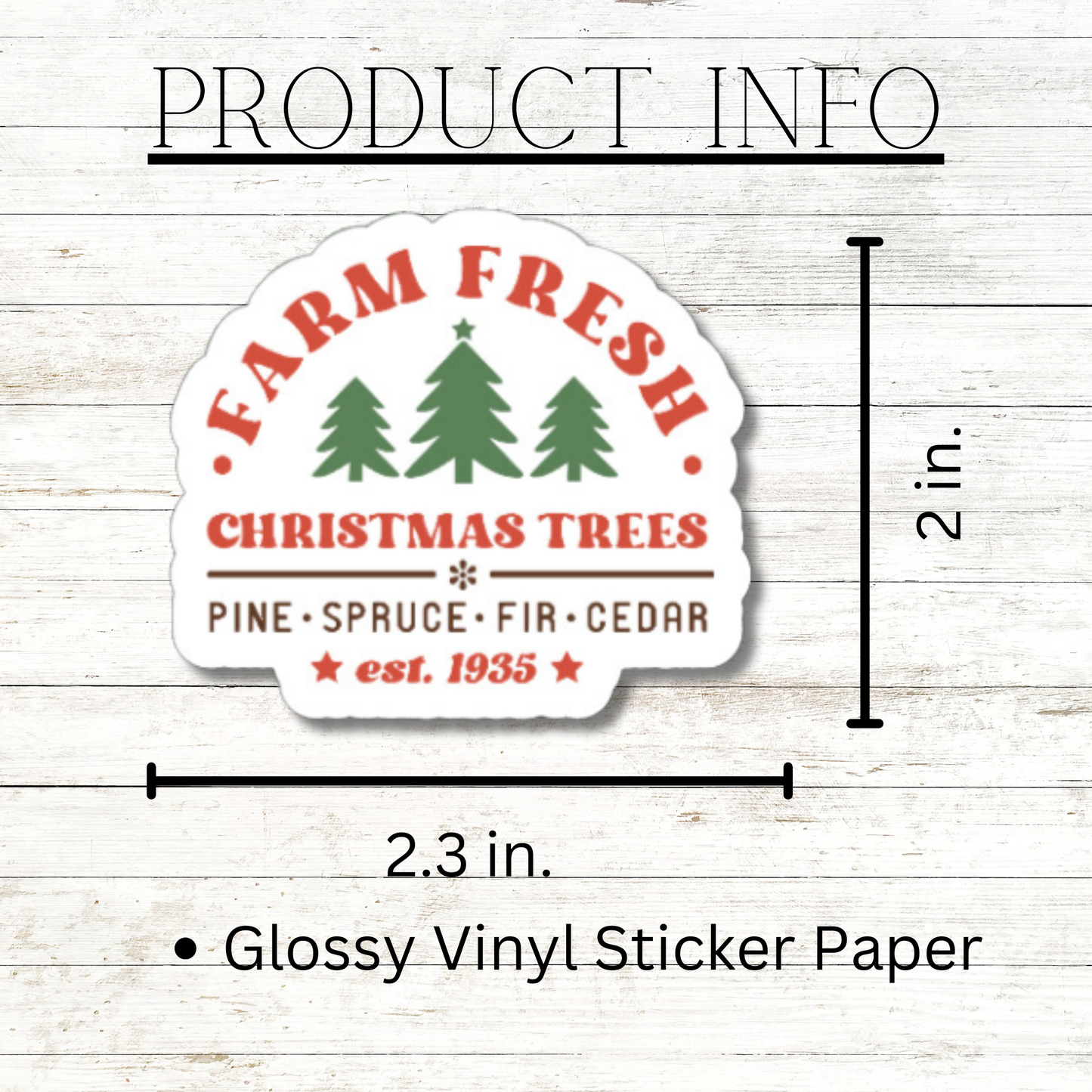 Farm Fresh Christmas Trees Glossy or Matte vinyl sticker⎪ Vintage Christmas gift for book lover⎪ laptop sticker ⎪ phone sticker